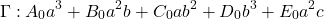 \[\Gamma: A_0 a^3 + B_0 a^2 b + C_0 ab^2 + D_0 b^3 + E_0 a^2 c\]