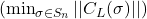 ( \min_{\sigma \in S_n} ||C_L(\sigma)|| )