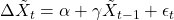 \Delta \tilde{X}_t = \alpha + \gamma \tilde{X}_{t-1} + \epsilon_t