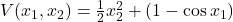 V(x_1, x_2) = \frac{1}{2}x_2^2 + (1 - \cos x_1)