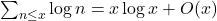 \sum_{n \leq x} \log n=x \log x+O(x)