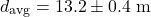 \[d_{\text{avg}} = 13.2 \pm 0.4 \text{ m}\]