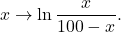 \begin{equation*}x \rightarrow \ln \frac{x}{100-x}.\end{equation*}