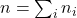 n = \sum_i n_i