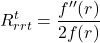 \begin{equation*}R_{rrt}^t = \frac{f''(r)}{2f(r)}\end{equation*}