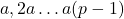 a,2a \ldots a(p-1)