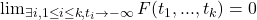 \lim_{\exists i, 1\leq i\leq k, t_i \to -\infty}F(t_1,...,t_k)=0