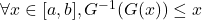 \forall x \in [a,b],G^{-1}(G(x)) \leq x