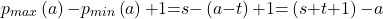 \[p_{max}\left(a\right)\mathrm{-}p_{min}\left(a\right)\mathrm{+}1\mathrm{=}s\mathrm{-}\left(a\mathrm{-}t\right)\mathrm{+}1\mathrm{=}\left(s\mathrm{+}t\mathrm{+}1\right)\mathrm{-}a\]