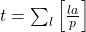 t=\sum_l\left[\frac{l a}{p}\right]