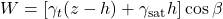 W = [\gamma_{t}(z - h) + \gamma_{\text{sat}}h] \cos\beta