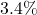 3.4\%