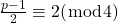 \frac{p-1}{2} \equiv 2(\bmod 4)
