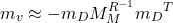 \begin{equation*}m_{v} \approx-m_{D} M_{M}^{R^{-1}} m_{D}{}^{T}\end{equation*}