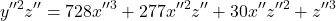 \[y''^2 z'' = 728x''^3 + 277x''^2 z'' + 30x'' z''^2 + z''^3\]