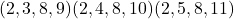 \[(2,3,8,9)(2,4,8,10)(2,5,8,11)\]