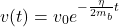 \begin{equation*}v(t) = v_0 e^{-\frac{\eta}{2m_b} t}\end{equation*}