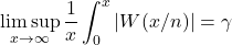 \[\limsup_{x \rightarrow \infty}\frac{1}{x}\int_0^x |W(x/n)| = \gamma\]