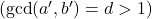 (\gcd(a',b') = d > 1)