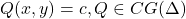 Q(x,y)=c,Q\in CG(\Delta)