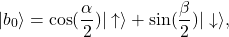 \begin{equation*} |b_0\rangle=\cos(\frac{\alpha}{2})|\uparrow\rangle+\sin(\frac{\beta}{2})|\downarrow\rangle,\end{equation*}