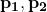 \mathbf{p_1, p_2}