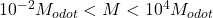 10^{-2} M_{odot}<M<10^{4} M_{odot}
