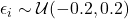 \epsilon_i \sim \mathcal{U}(-0.2, 0.2)