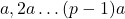 a,2a \ldots (p-1)a
