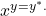 x^{y^} = y^*.