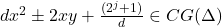 dx^2\pm 2xy+\frac{(2^j+1)}{d}\in CG(\Delta)