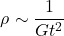 \begin{equation*}\rho\sim\frac{1}{Gt^{2}}\end{equation*}