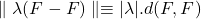 \begin{equation*}\parallel \lambda (F^{}-F) \parallel \equiv |\lambda| . d(F,F^{})\end{equation*}