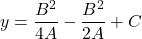 \[y = \frac{B^{2}}{4A} - \frac{B^{2}}{2A} + C\]