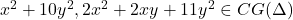 x^2 + 10y^2, 2x^2 + 2xy + 11y^2 \in CG(\Delta)