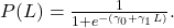  P(L) = \frac{1}{1 + e^{-(\gamma_0 + \gamma_1 L)}}. 