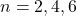 n= 2, 4, 6