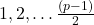 1,2, \ldots \frac{(p-1)}{2}