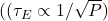 ((\tau_E \propto 1/\sqrt{P})