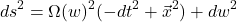 \begin{equation*}ds^{2}=\Omega (w)^{2}(-dt^{2}+\vec{x}^{2})+ dw^{2}\end{equation*}