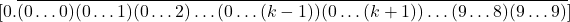 \[[0.\overline{(0\ldots0)(0\ldots1)(0\ldots2)\ldots(0\ldots(k-1))(0\ldots(k+1))\ldots(9\ldots8)(9\ldots9)}]\]