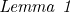 \noindent \textit{Lemma 1}