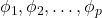 \phi_1, \phi_2, \dots, \phi_p