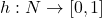 h:N \to [0,1]