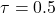 \tau = 0.5