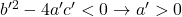 b'^2 - 4a'c' < 0 \rightarrow a' > 0