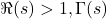 \Re(s)>1, \Gamma(s)