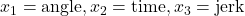 x_1 = \text{angle}, x_2 = \text{time}, x_3 = \text{jerk}