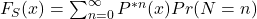 F_S(x) = \sum_{n=0}^{\infty} P^{*n}(x) Pr (N=n)