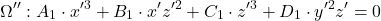 \[\Omega'': A_1 \cdot x'^3 + B_1 \cdot x' z'^2 + C_1 \cdot z'^3 + D_1 \cdot y'^2 z' = 0\]